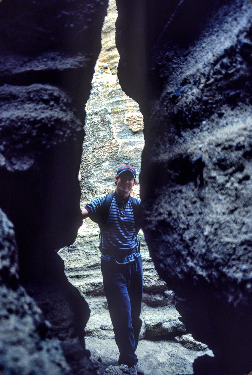 Bruce Morris in the Black Point Fissures near Mono Lake in 1989